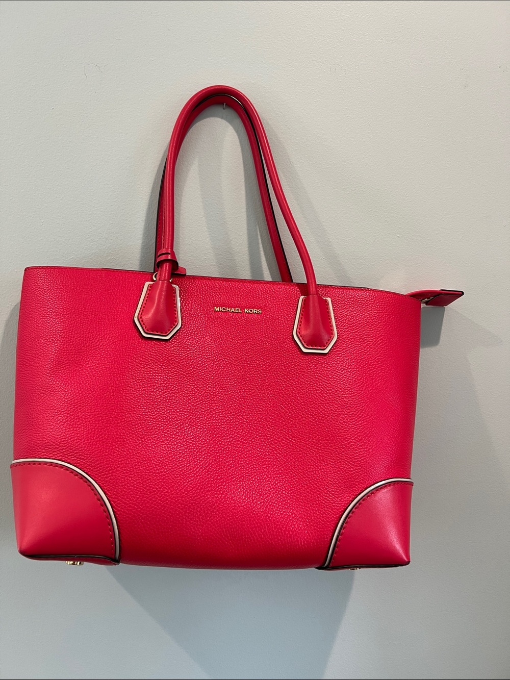 Michael Kors Bright Pink Pebbled Leather Tote